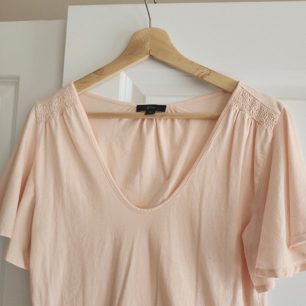 Peach ruffle shoulder tee